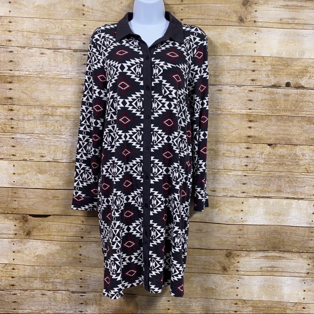 Pendleton Tribal Aztec Print Button Up Shirt Dres… - image 1